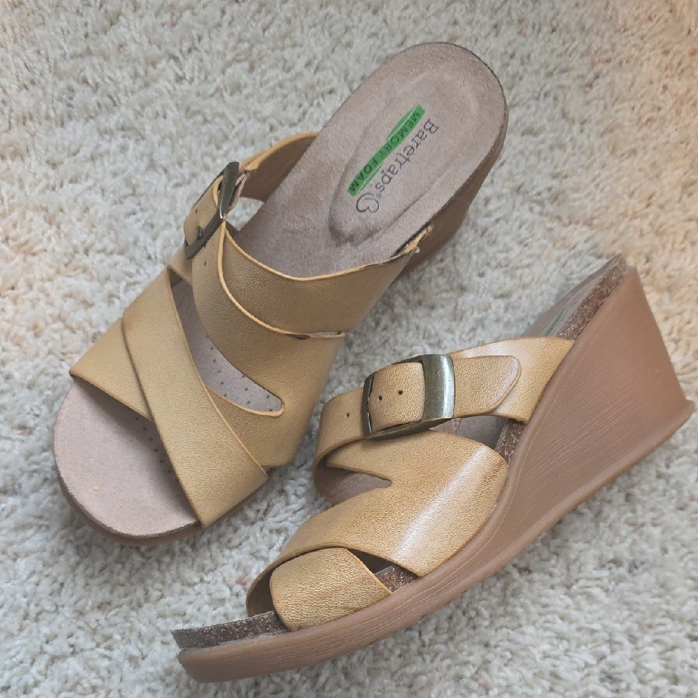 BareTraps Sandals Women's Tan Wedge Sandals Size 6.5